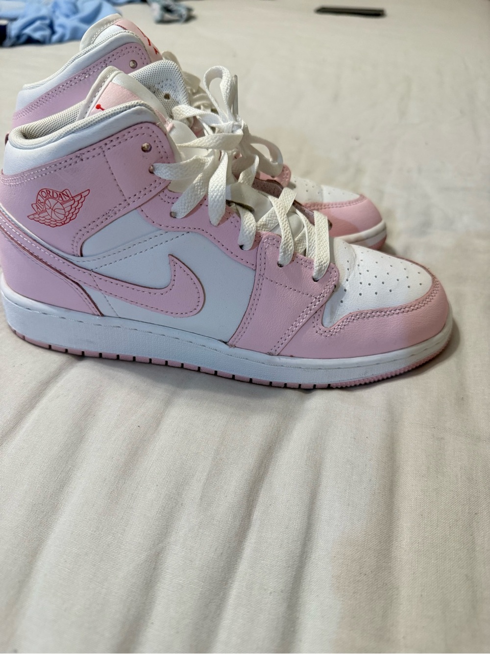 Jordan High-Top Sneakers in Pink and White